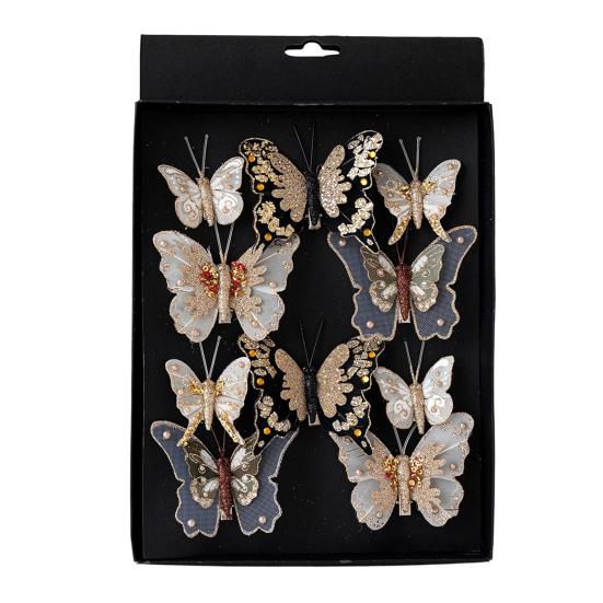 DIY Craft Butterfly Ornaments 1 Set Glitter Christmas Ornament, Double Layer Sequins Glittery Tree Decorations Hanging Decor for Tree, Festive Holiday