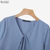 ZANZEA Womens Summer Casual V-Neck Short Sleeve Cardigan Blouse