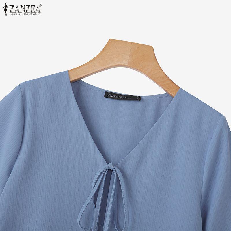 ZANZEA Womens Summer Casual V-Neck Short Sleeve Cardigan Blouse