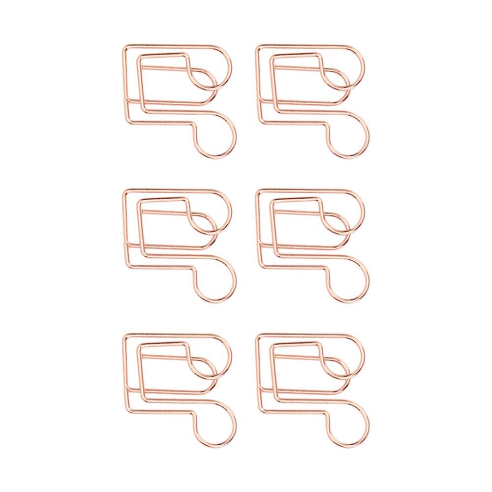Music Note Shape Paper Clips Rose Gold Electroplating Metal Small Paper Clips Decorative Rustproof Cute Paper Clips