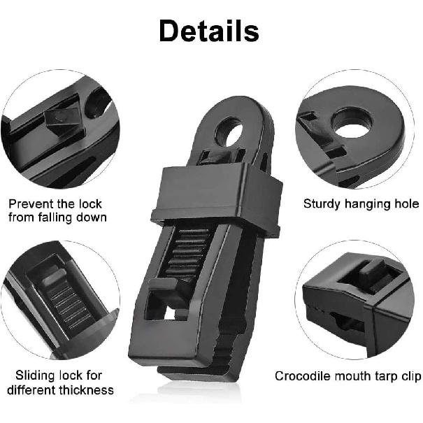 Heavy Duty Tarp Clip,Camping Tarp Lock Tarp Tent Clips Pool Tarp,Great for Awnings Farming,Garden,Pool Cover, Boat Cover,12pcs