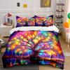 Colorful Tree Art Set Decor Multiple Sizes Kid's and Adults' Bedroom Exquisite 3PC Bedding Set Gift