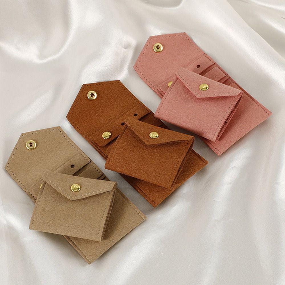 Solid Color Necklace Ring Bag Portable Earring Organizer Simple Velvet Jewelry Display Bag  Women