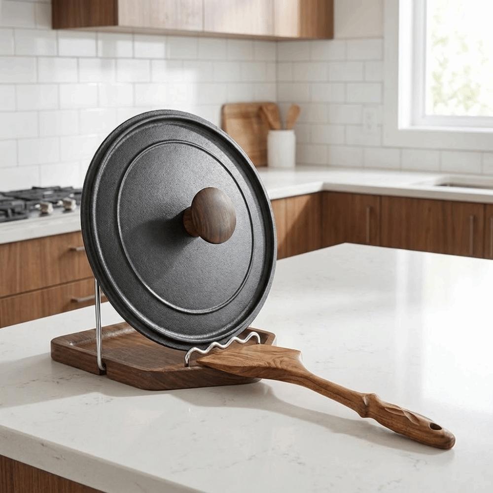 Folding Pot Lid Rack Rustproof Spoon Rest Multi-functional Pot Cover Shelf Cabinet