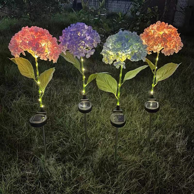 Hydrangea LED Solar Stake Lights - Waterproof Outdoor Garden Decoration