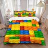3-delige beddengoedset Bouwsteen legpuzzel Bevat 1 Dekbed + 2 Kussenslopen, Zonder Kussenvullingen, Zacht Comfortabel, Lichtgewicht Br
