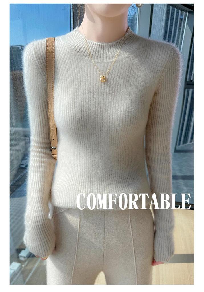 Women’s Versatile High-Neck Wool Sweater - 100% Pure Wool, Ideal Base Layer for Autumn/Winter 2026