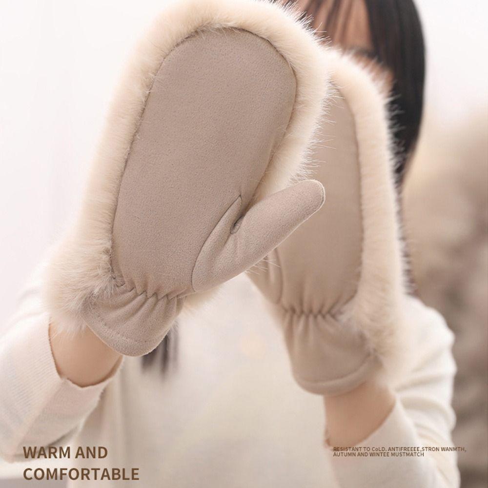 Keep Warm Plush Gloves Fleece Lining Faux Fur Mittens Cute Winter Gloves  Winter Season
