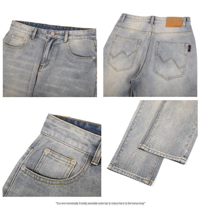 Pánské podzimní jednoduché džíny rovného střihu LKTM - trendy americké ležérní dlouhé kalhoty