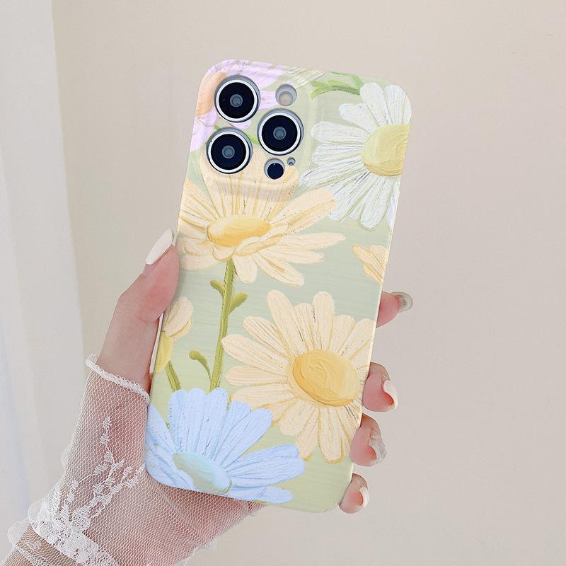 Oil painting flowers For Apple 15pm mobile phone case For in For iPhone13 mobile phone protective case 14promax film case