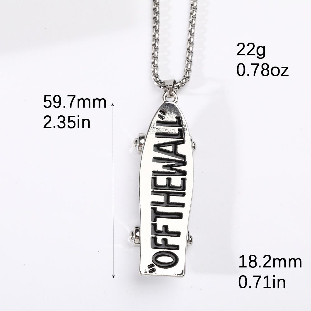 Титановое ожерелье с подвеской-скейтбордом с буквой: Невыцветающий кулон, Универсальная хип-хоп цепочка