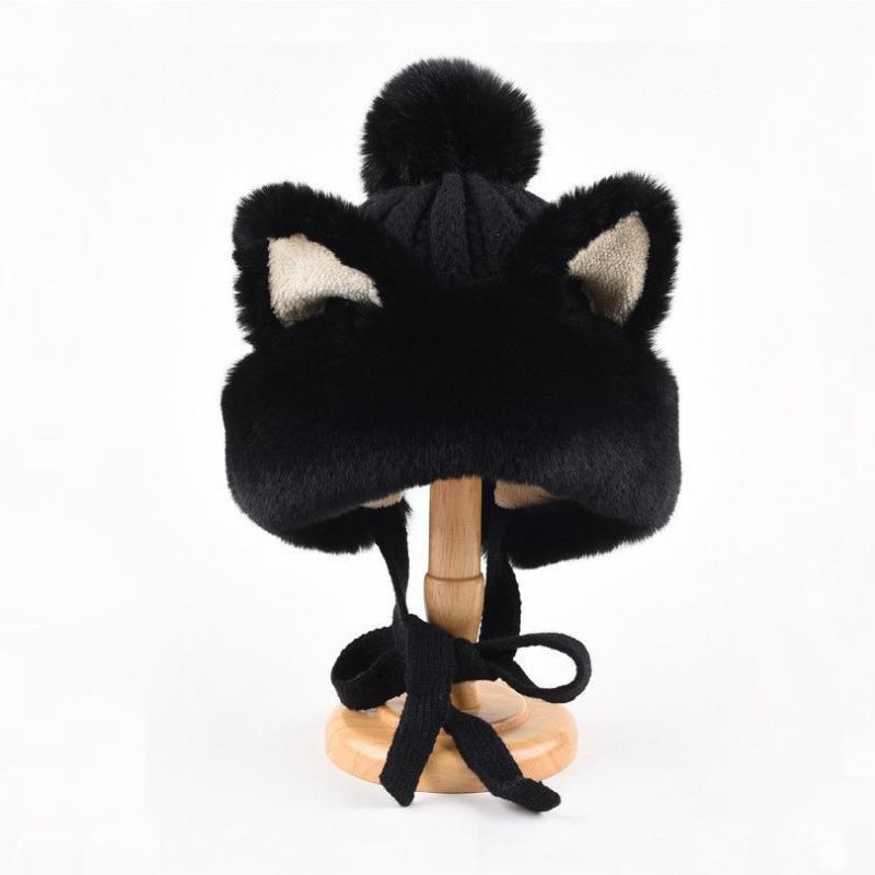 

A Versatile and Warm Lei Feng Hat for Women in Autumn and Winter A Cute and Unique Pullover Hat with A Fluffy Woolen Cap One Size