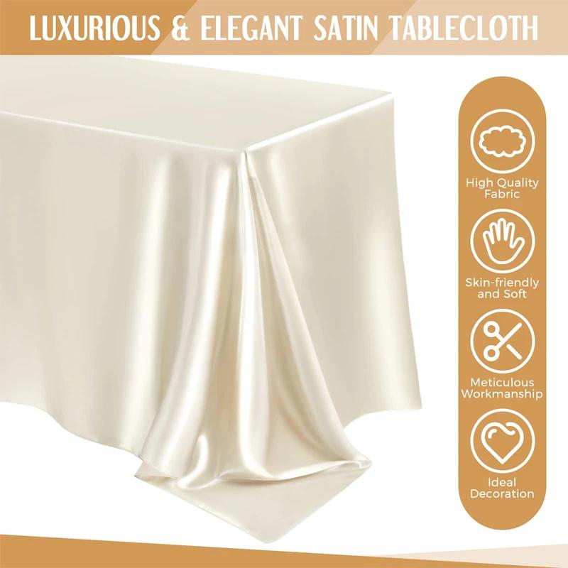 Rectangle Wedding Satin Large Tablecloth Bright Smooth Silk Table Cover Anniversary Dining Party high-end Table Decor
