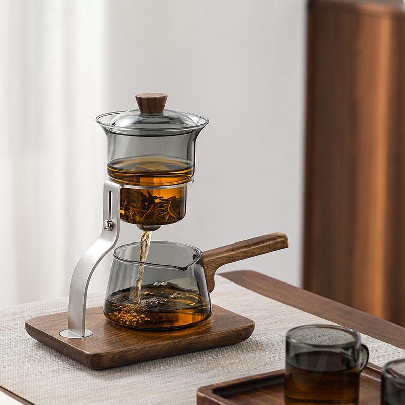 Creative Magnetic Teapot for Gongfu Tea, Glass Tea Kettle with Removable Infuser Filter, Luxury Water Separation Service Case