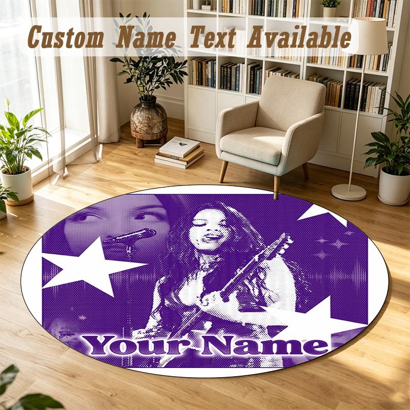 Round Rug Custom NameOlivia Rodrigo Pattern Non Slip Carpet Home Floor Decor