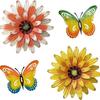 4-Piece Metal Flower & Butterfly Wall Art Set for Garden, Bedroom, or Living Room