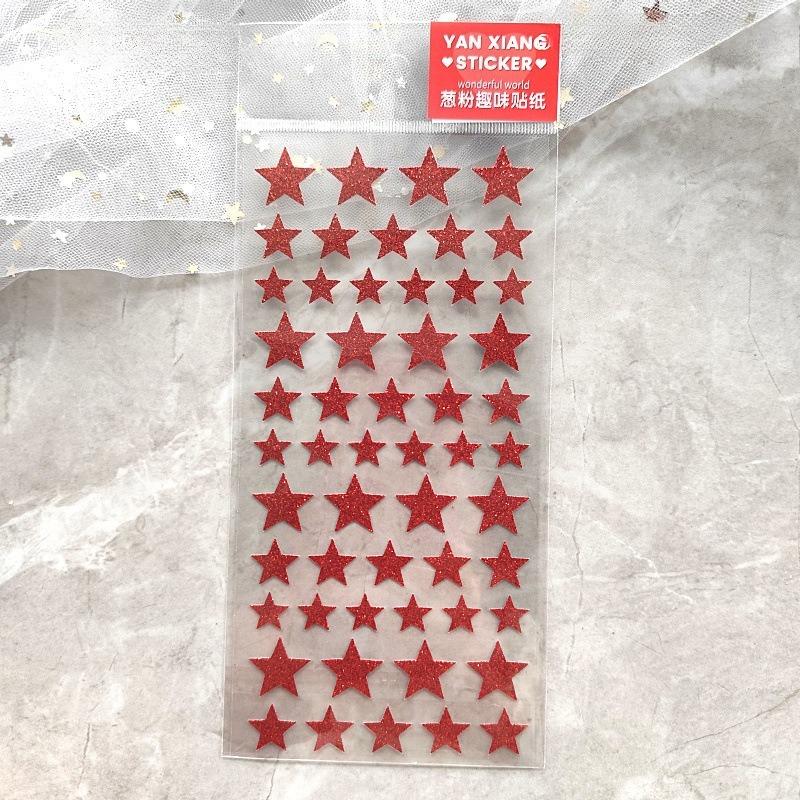 1pc Colorful Bronzing Star Sticker Gold Red Love Girl Handmade Dress Material Reward Sticker Scrapbooking Stickers Aesthetic