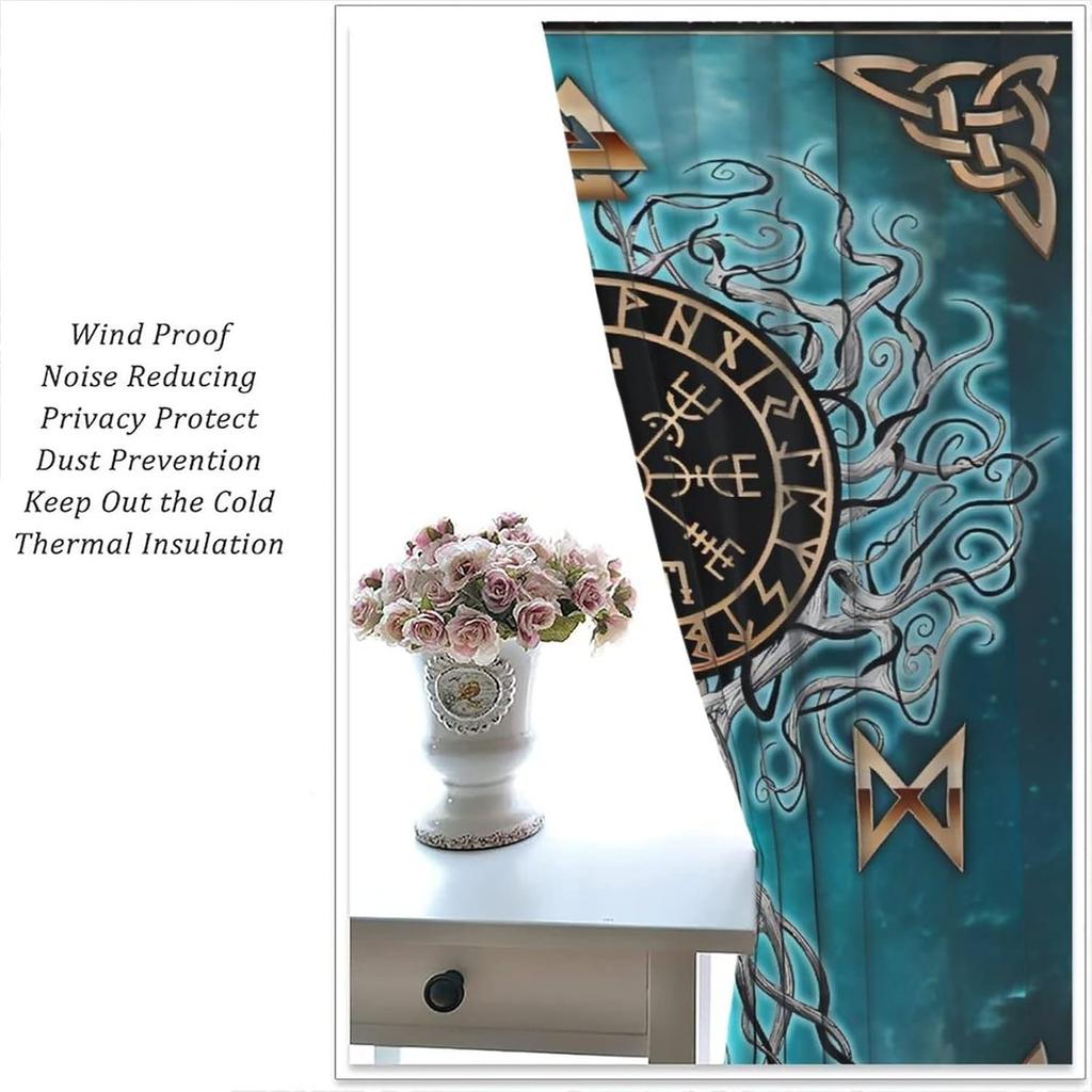 Viking Curtains Viking Totem Curtains Ancient Scandinavian Bedroom Living Room Decoration 2 Panel Groups W42 * L45 Inch