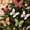 Sparkling Artificial Butterfly Clip Flocking Butterfly Decor  Holiday Tree Decor