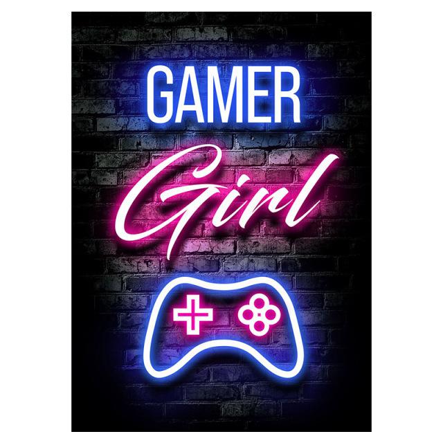 Gamepad Neon Canvas Painting Glowing Text Picture Decoration Poster Gift Living Room Wall Art Prints Modern Home Decor Aesthetic No Frame
