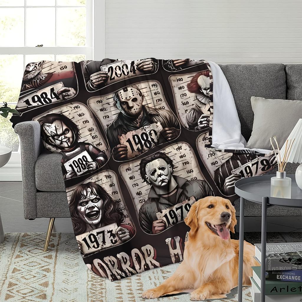 VIKAMA Horror Film Chronicles Blanket Soft Skin friendly Non shedding Hair Decoration Horror Theme Fan Collection