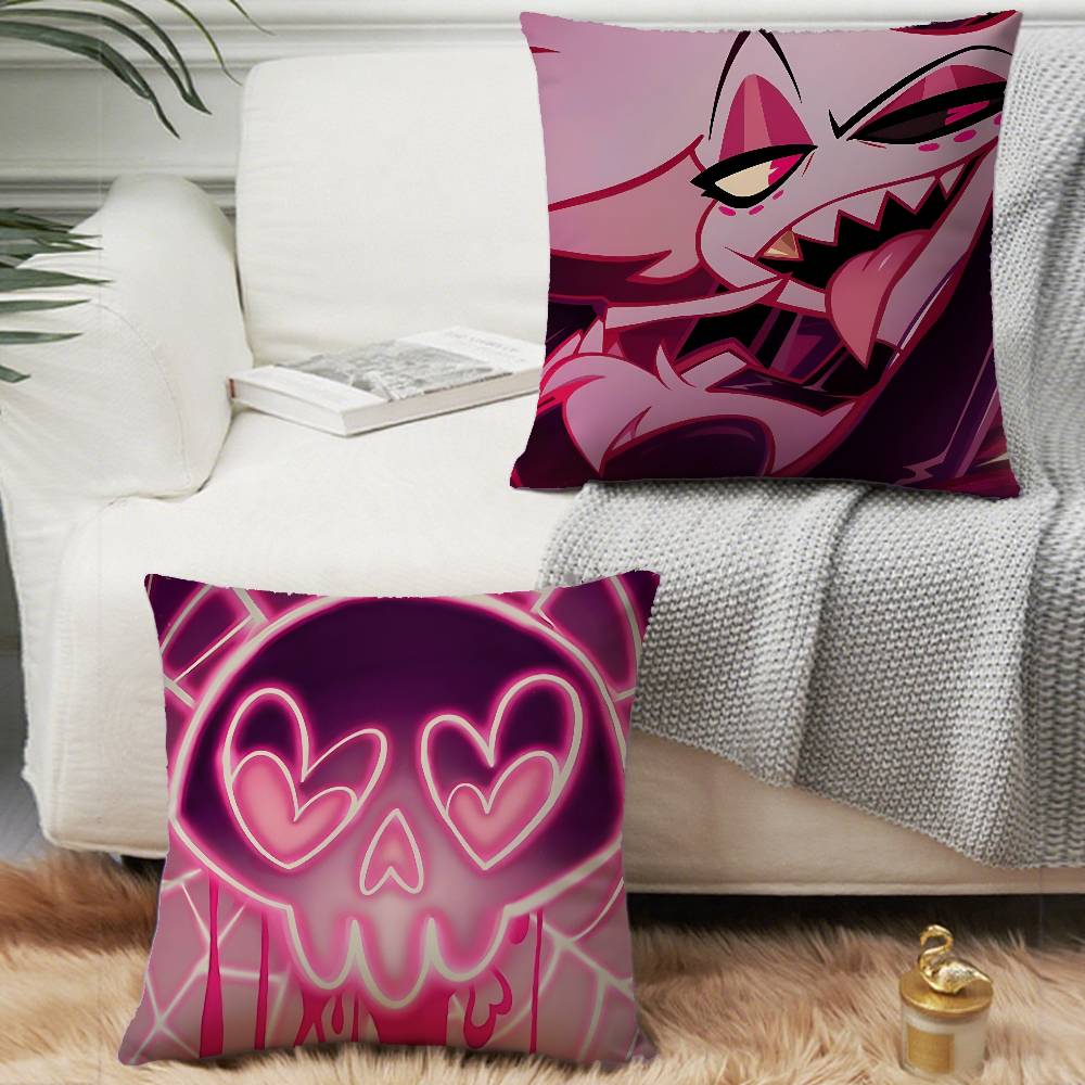 Winkelstaub H-Hazbin Hotel Anime Kissenbezug Quadratisches Kissen Schlafzimmer Sofa Freizeit Komfort Kissen Auto Heimdekoration
