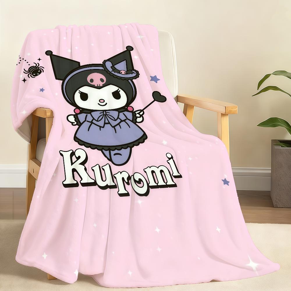 Kawaii K-Kuromi-I Blanket Soft Throw Blanket for Home Bedroom Bed Sofa Picnic Travel Office Rest Cover Blanket Gift