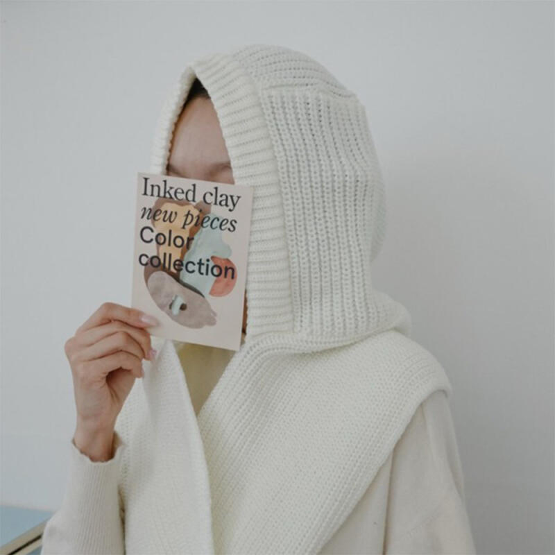 Women's Hooded Knit Balaclava Shawl Winter Beanie