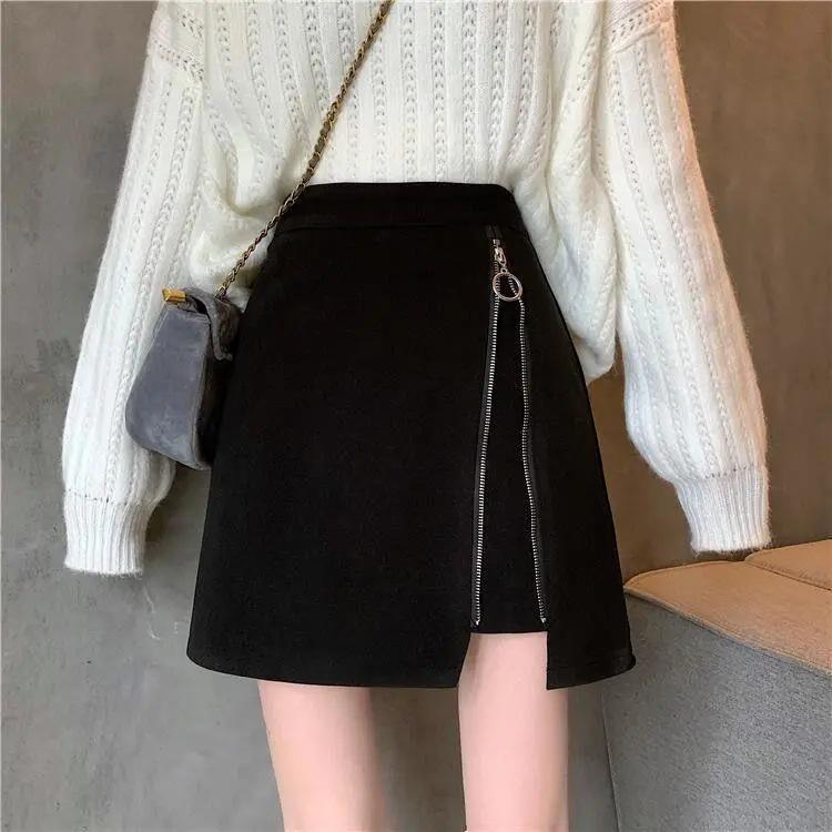 

Women s Petite High-Waist A-Line Black Wool Midi Skirt for Autumn/Winter Extra Small чорний