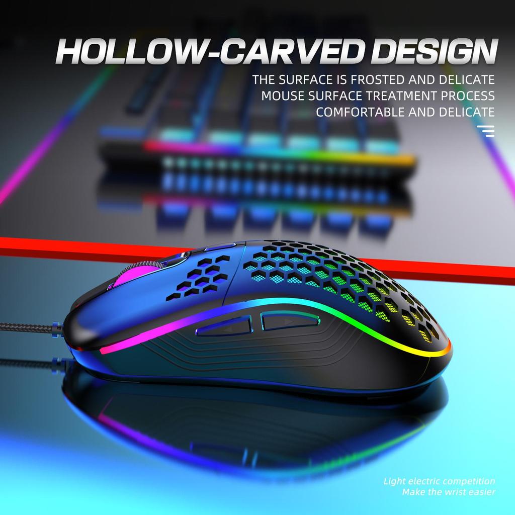 Ergonomic RGB Wired Lightweight Gaming Mouse with Hollow Design