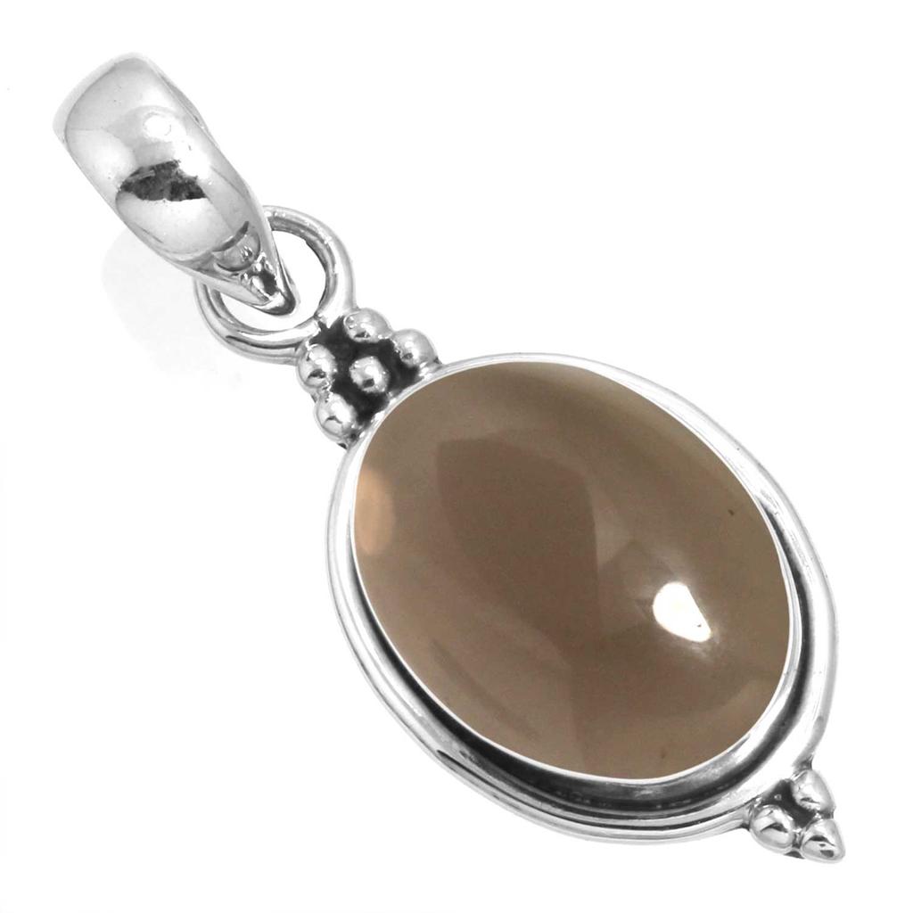 925 Sterling Silver Pendant Women Gemstone Handmade Jewelry Birthday Gift Malachite Moonstone Rose Quartz Red Stone Smoky Topaz Tiger Eye Statement