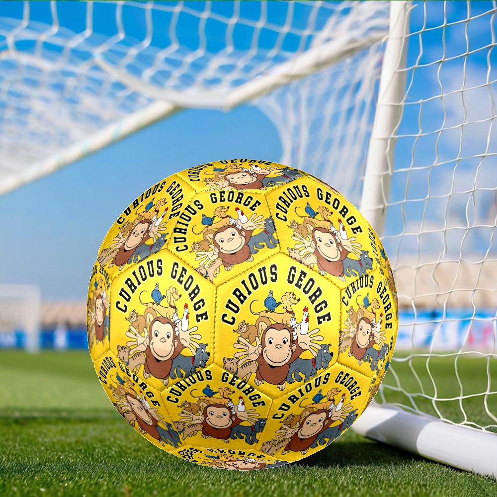 Curious George And Elephant Adventure Size 5 Soccer Ball, Suitable for Training and Matches, High-Elasticity, Wear-Resistant Material Gift for Fan
