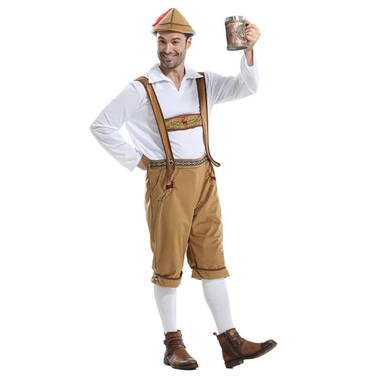 Cosplay Fancy Dress Halloween Party Costume Carnival Outfit Adult Men's Bavarian German Beer Festival Short Sleeve