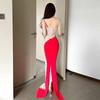 Women's Celebrity Hot Diamond Splicing Mesh Slim Dress