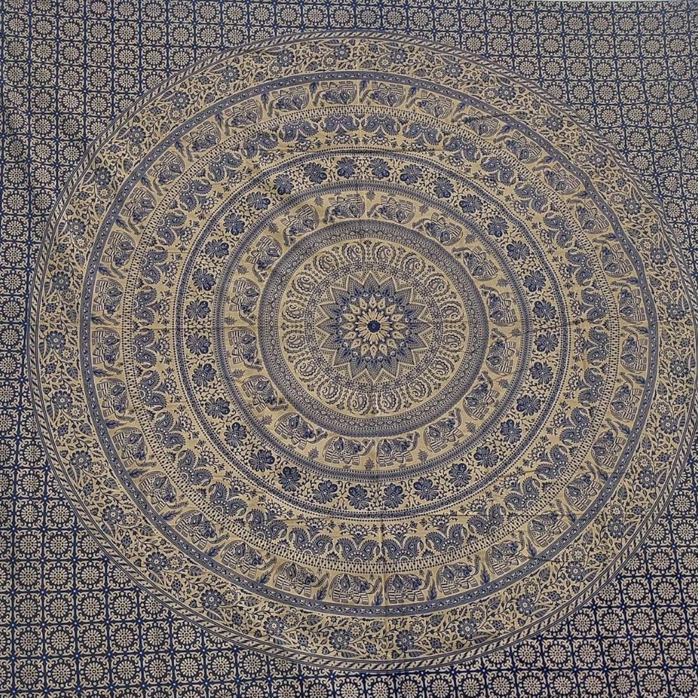 

Bless International Handmade Индийский хиппи Богемный Психоделический Слон Мандала Настенный декор Постельное белье Гобелен (Темно-синий и золотой) Poster