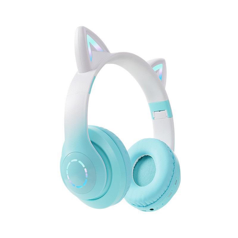 Gradient Color Bluetooth Over-Ear Headphones with LED and Card Slot for Sports