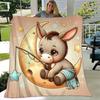 1pc Moon Donkey Printing Lightweight Flannel Blanket, Comfortable and Warm Blanket, for Camping Sofa Bed and Couch Office, Suitable for Gift Blankets