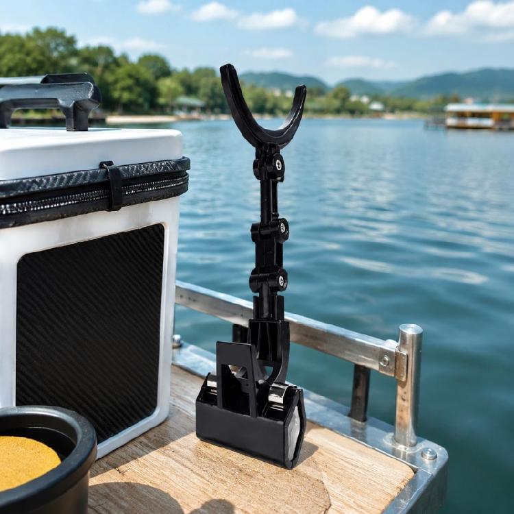 ABS Fishing Rod Holder Clip for Rafts and Bucket Fishing, Clamps-On Rod Support Clip for Sea Breaks and Tackle Organization