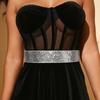 Ladies Dress Up Wide Belt With Shiny Sequins And Adjustable Fit For Office And Events