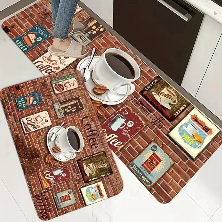 

1 шт., коврик для входа в ретро-кофейню, впитывающий нескользящий коврик для кухни, моющийся коврик для обивки 400MMx600MM кофейный
