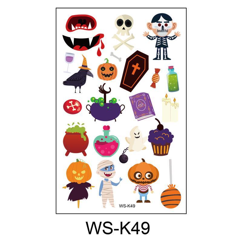 Waterproof Halloween Cartoon Tattoo Stickers for Kids - Pumpkin Magician Theme