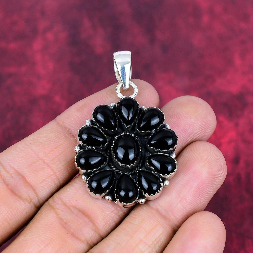 Biżuteria z czarnego onyksu, 925 solidny wisiorek ze srebra próby 925, ręcznie robiona biżuteria z kamieni szlachetnych, prezenty dla żony, zupełnie nowy wisiorek