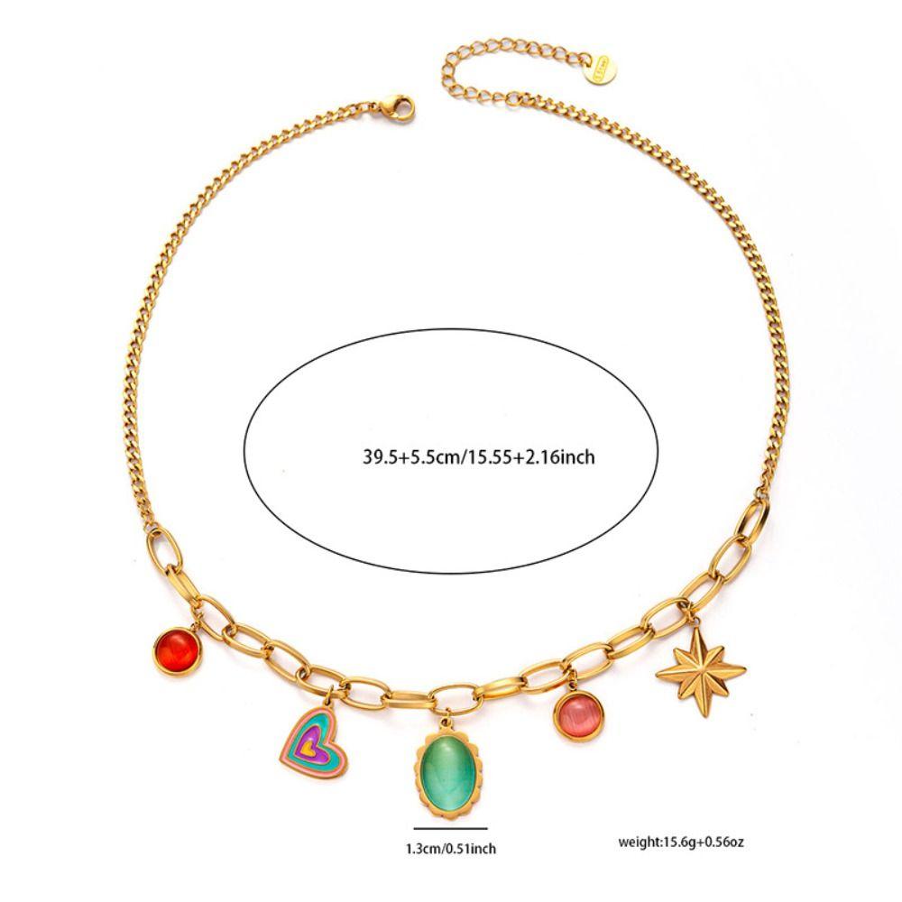 18 K Gold Plated Pendant Necklace Stainless Steel Choker Necklaces Charm Chain Women's Jewelry