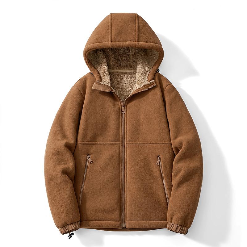 Cardigan invernale da uomo con cappuccio, taglie forti, per escursioni all'aperto, caldo, con cerniera, foderato in pile, multicolore