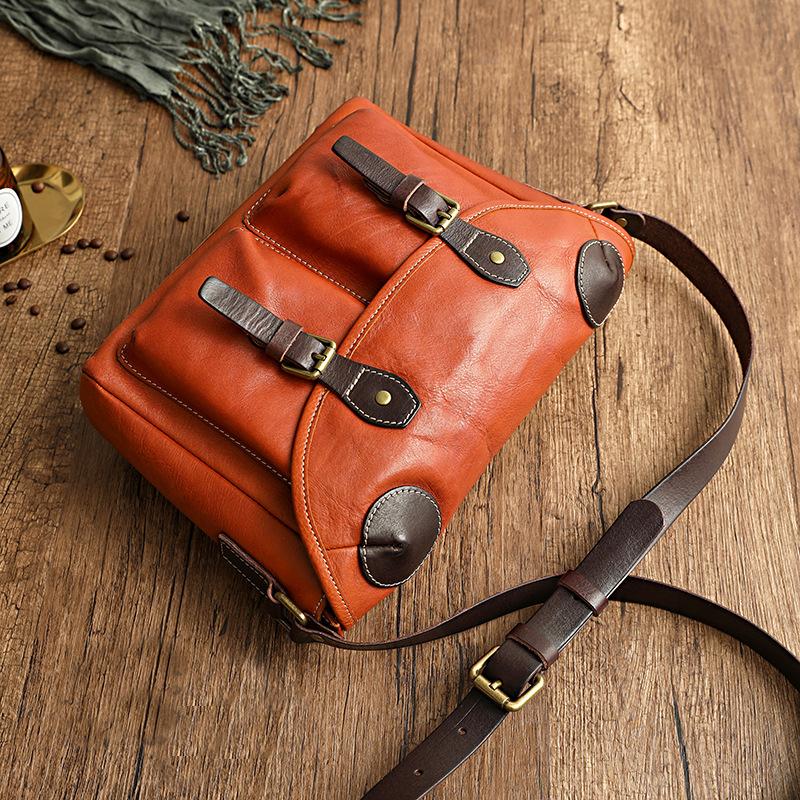 Johnature Enkel håndlaget ekte skinn dameveske Uformell Naturlig kuskinn skuldervesker Stor kapasitet Messenger Bag