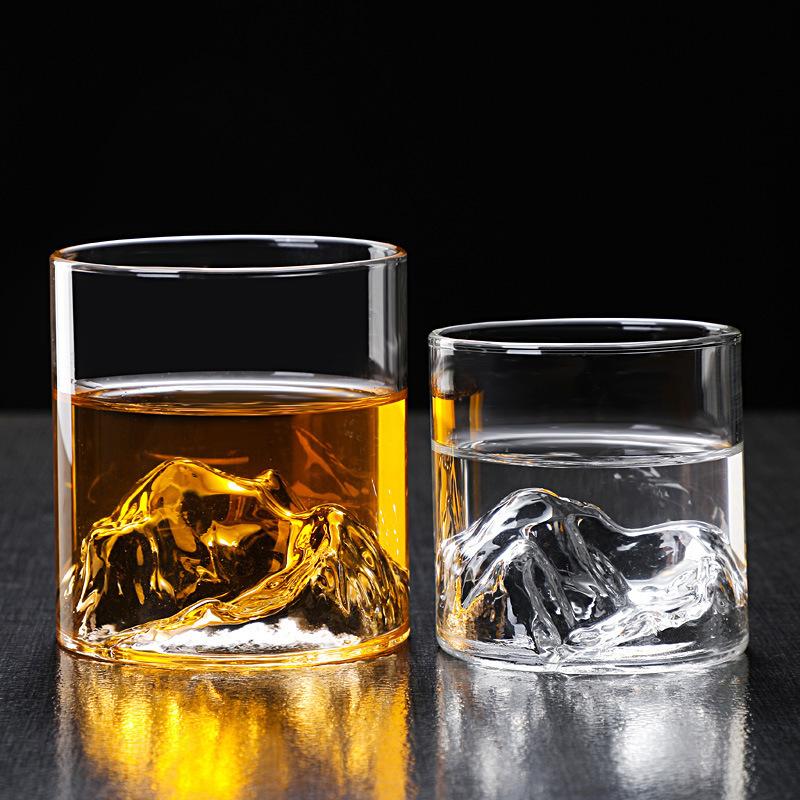 200/300ML Creative Whiskey Glass,Japanese 3D Mountain Viewing Cup for Water Milk,Transparent Tea Wine Cups for Home Bar Party