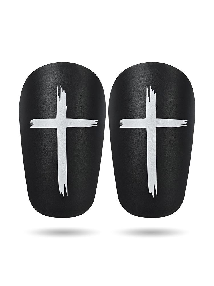 Mini Espinilleras Anticolisión Profesionales de Fútbol - Diseño de Cruz Negra, Tipo Inserción Tablero Enchufable.