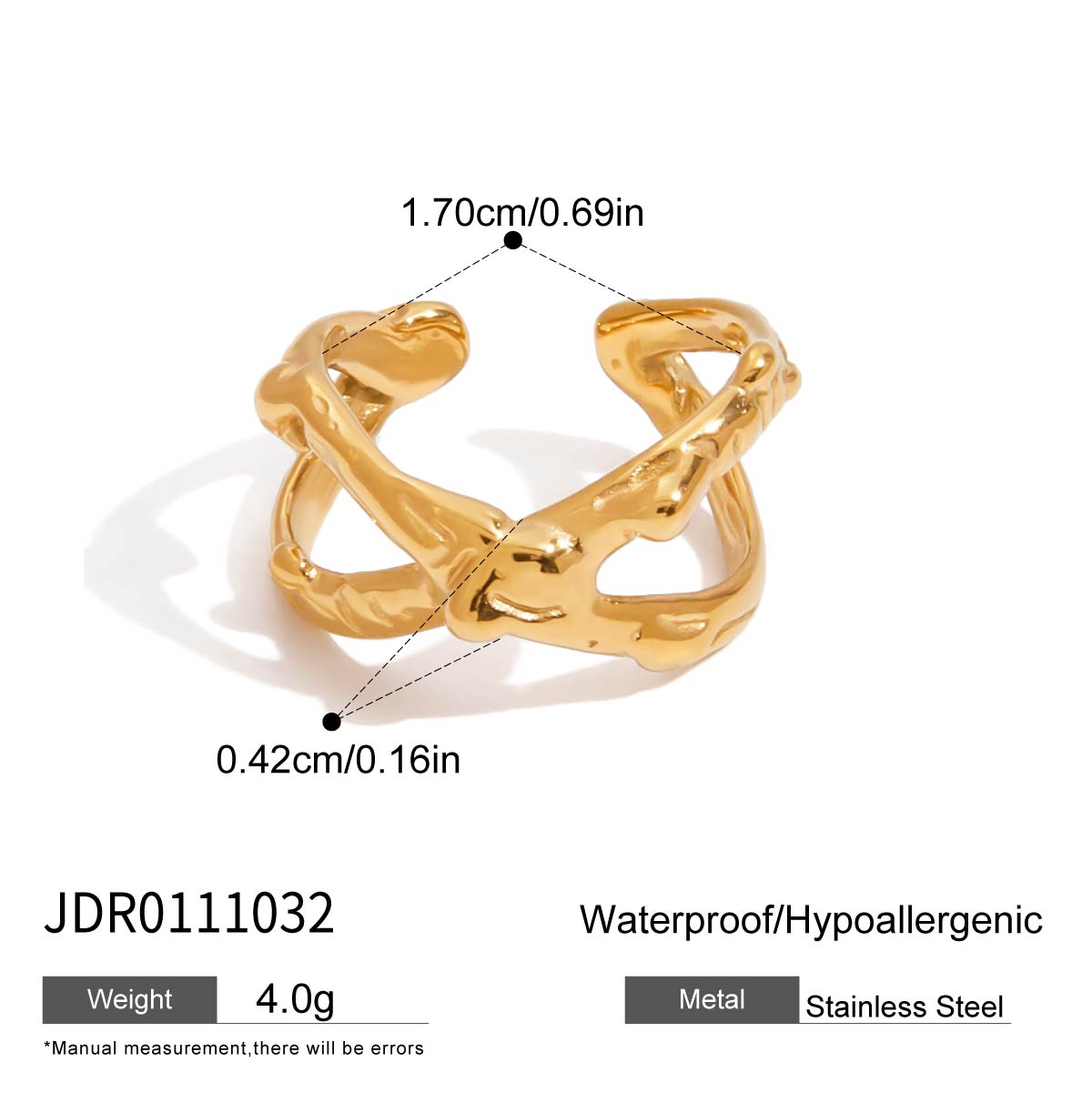 Uworld Unique Designer Gold Color Plated Mesh Hollow Spherical Exaggerated Rings Waterproof Stainless Steel Women Jewelry