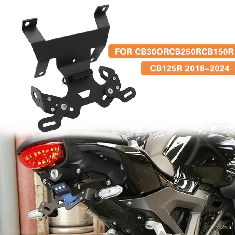Motorcycle Rear License Plate Frame Motorbike Scooter Rear Light Mount Holder with LED Light Modification