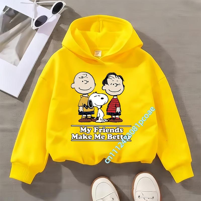 Snoopy children's hooded sweatshirt for boys, girls, casual top with cartoon print, long sleeve, autumn/winter collection